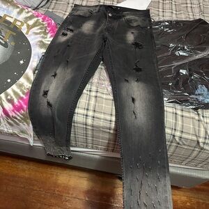 Philipp Plein Black Distressed Skinny Jeans